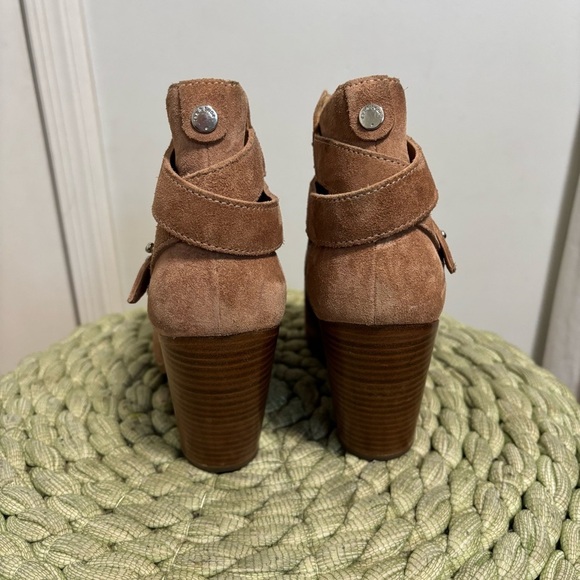 Rag & Bone Harrow Tan/Nude Suede Slip On Block Heel Booties - Picture 7 of 11